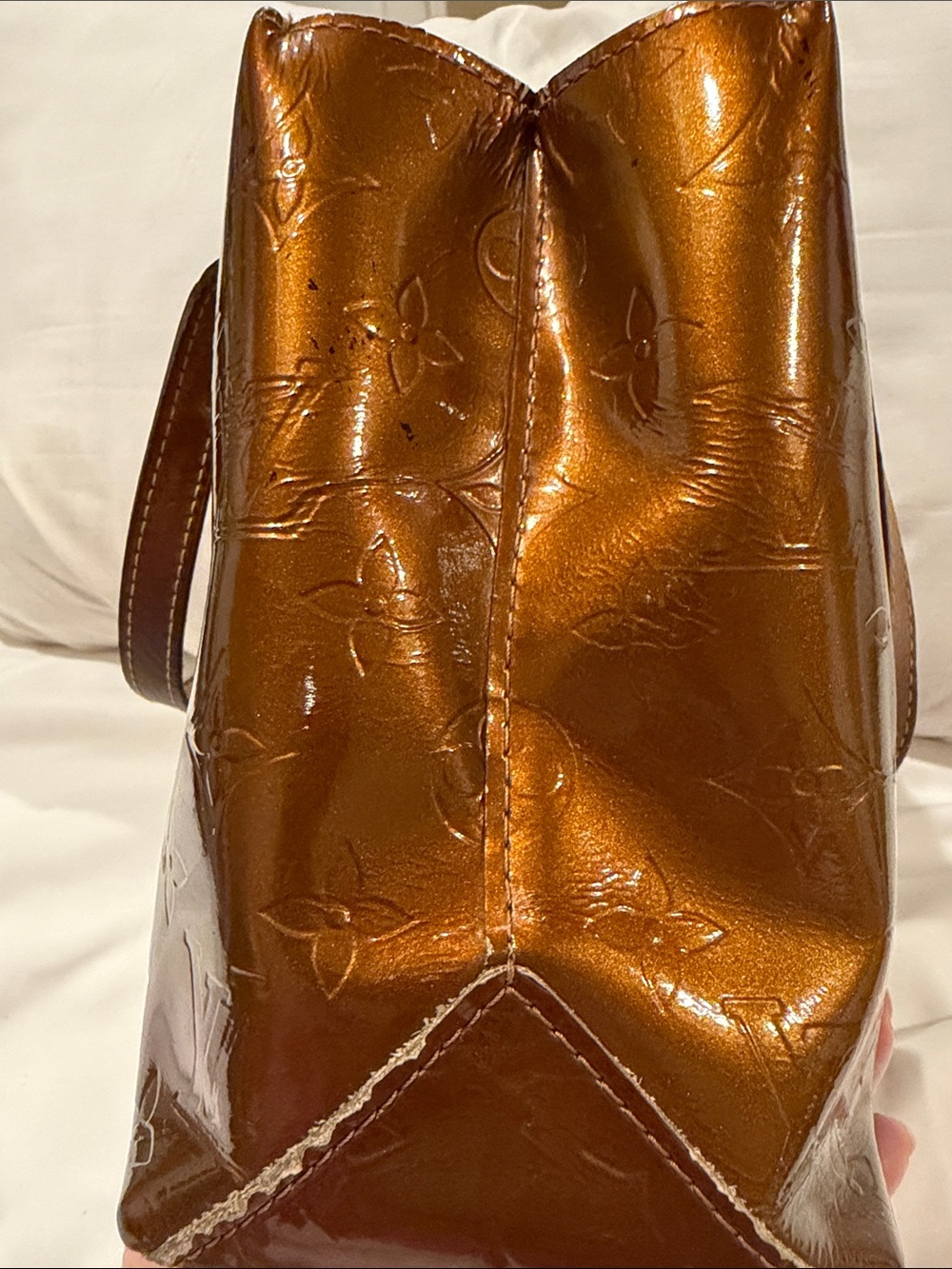 Louis Vuitton Monogram Vernis Tote Metallic Bronze Copper Patent Leather - Picture 7 of 16